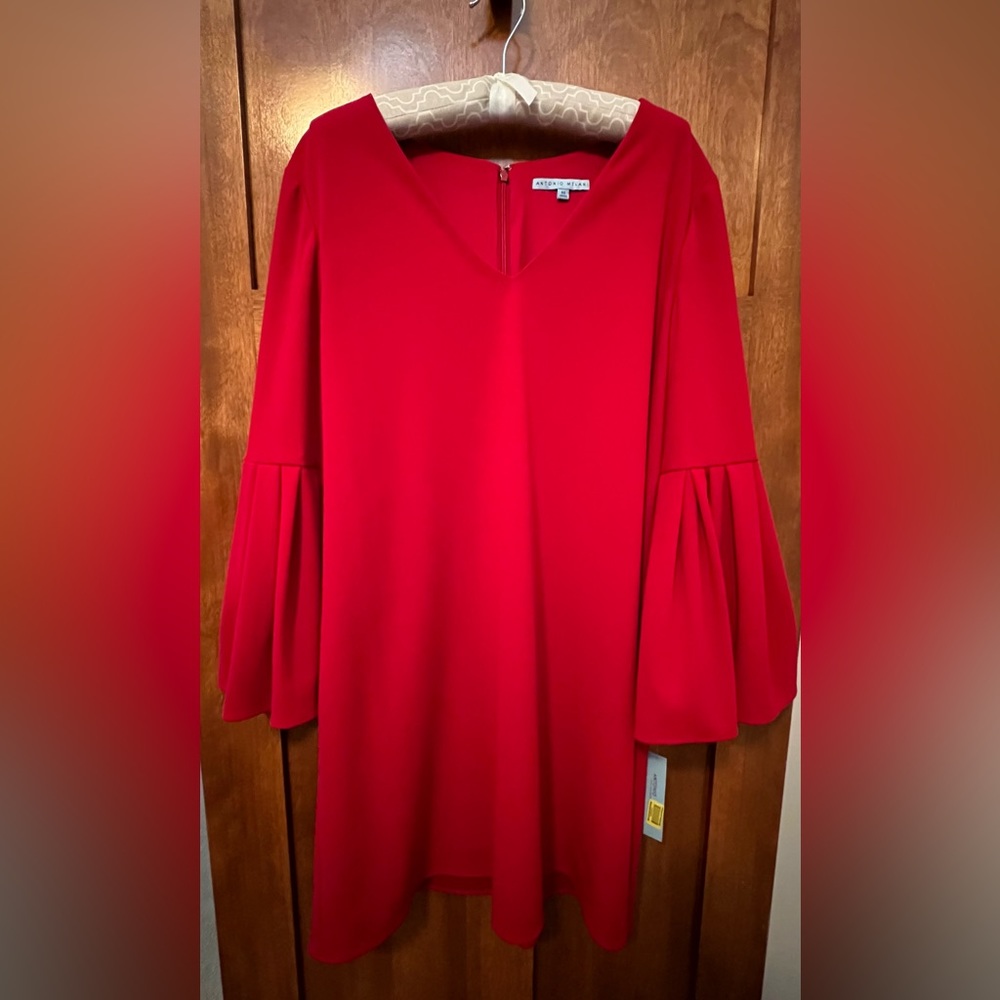 Red bell sleeve dress